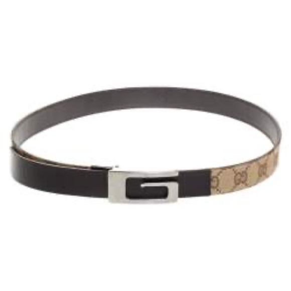 Gucci Beige/Brown GG Canvas and Leather G Buckle Belt 80CM - Picture 1 of 7